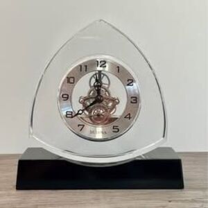 Bulova Trident crystal skeleton table clock